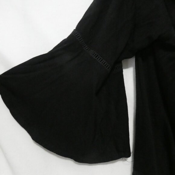 LOVE & LEGEND | 2X | Chic Black Cold Shoulder Top | Bell Sleeves | Front Detail - Picture 13 of 16